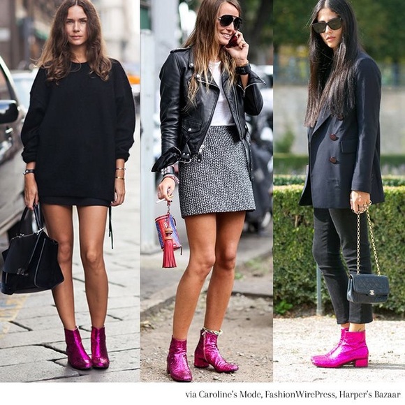 SAINT LAURENT RUNWAY 2014 PINK GLITTER BOOT HEDI SLIMANE ARCHIVE SZ 36.5 BABIES - Picture 10 of 11